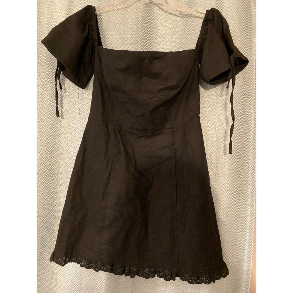 Lovers + Friends Black Mini Dress with Puff Sleeves